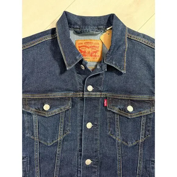 NWT Levi's Men's Trucker Stretch Denim Dark Blue Wash Jacket Size Small - Picture 3 of 9